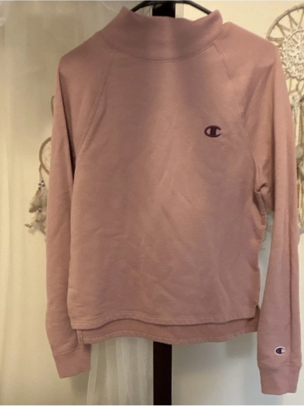 Champion Dusty Pink Mock Neck Pullover Sweatshirt